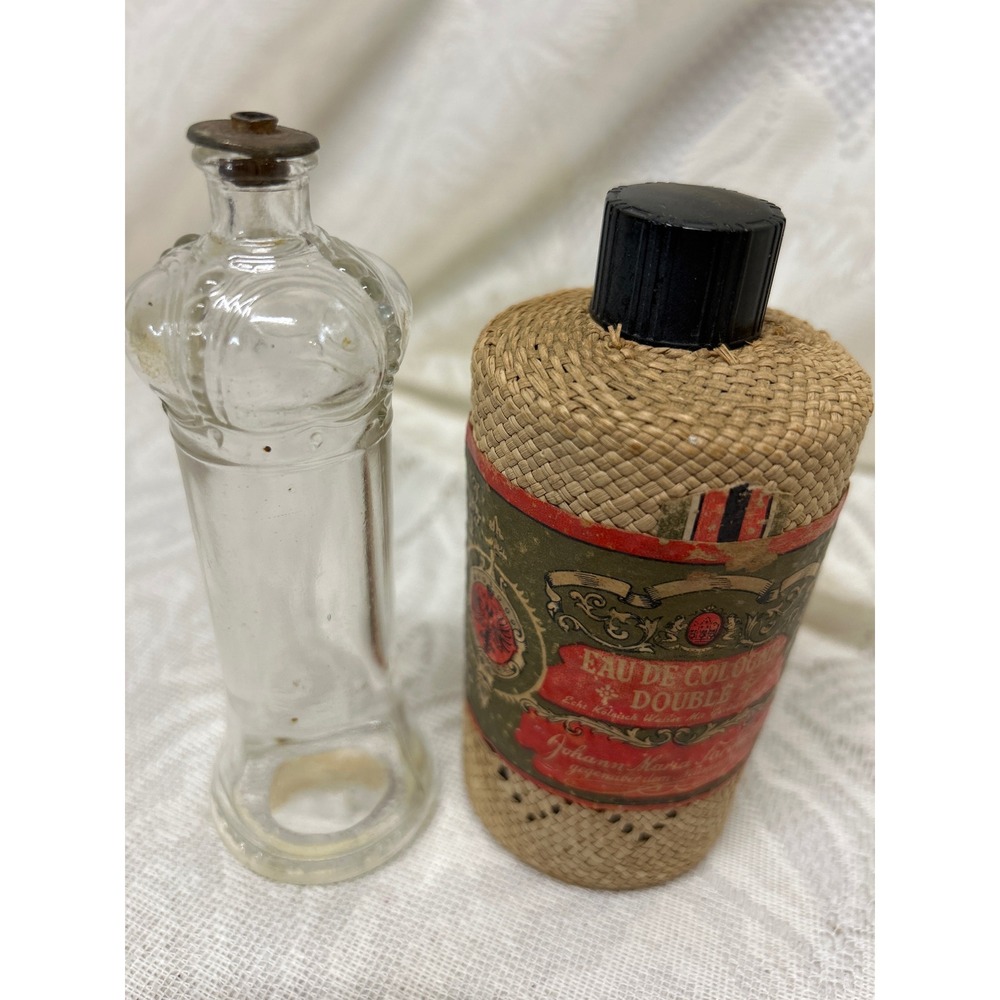 VNT Prince Matchabelli Crown & Johann Maria Farina Wicker Cologne EMPTY BOTTLES